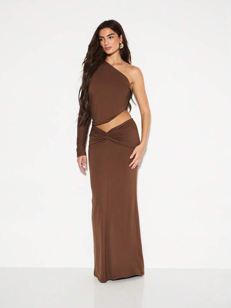 KIZN One Shoulder Maxi Dress With Cut Out Waist Design
