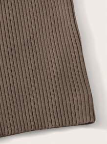 Franclia Áo hai dây dệt kim gân đơn sắc phong cách Maillard mùa hè màu nâu dành cho nữ, quần áo đi học đại học - màu nâu - Xem 5