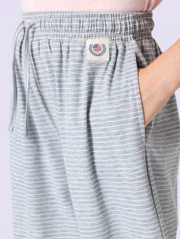 Cherry Print Crop T-Shirt With Wide Leg Striped Pants