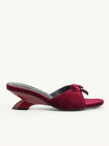 CUCCOO CHICEST Women's Fashionable High-End Burgundy Strap Elegant Commute Open Toe Round Toe Cute Bow Sexy Unique Wedge Heel Comfortable Versatile Sandals, Suitable For Banquet, Date, Formal Wear, And Work Attire