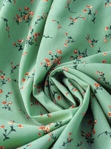 SHEIN Clasi 加大码 V 领交叉裹身碎花短袖连衣裙长款女装 - 彩色 - 查看 3