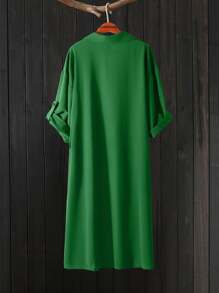 EMERY ROSE Vestido largo de una pieza de unicolor de manga larga para mujer de talla grande, atuendo de Navidad para mujeres