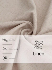 SHEIN LUNE 女士亚麻休闲褶皱阔腿裤，带口袋，浅卡其色，初秋 - 卡其色 - 查看 6
