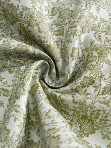 SHEIN Frenchy Robe sans manches vintage pour femmes avec contraste de maille brodée - Vert - Voir 3