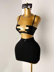 Mistrie Áo hai dây buộc trước gợi cảm, hở lưng cho nữ - màu đen - Xem 6