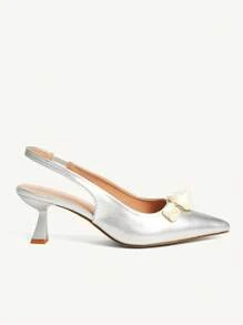 CUCCOO CHICEST Women's Pointed Toe Metallic Leather Floral Rose High Heel Shoes, Elegant Sweet Romantic Silver Stilettos, Suitable For Formal Occasions, Weddings, Parties, Dates, Holiday Seasons - Silver - View 8