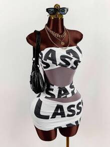 Amplova 性感镂空拼接女式迷你连衣裙 - 彩色 - 查看 5