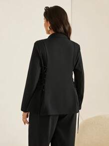 Auralis Áo blazer nữ cỡ lớn, thanh lịch và thoải mái, dài tay màu đen, thích hợp mặc hàng ngày vào mùa thu đông. Áo blazer nữ, trang phục công sở, dành cho giáo viên, công sở thường ngày, văn phòng, công sở chuyên nghiệp. - màu đen - Xem 2