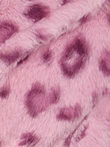 SHEIN ICON 女士新款秋冬豹纹翻领开衫兔毛外套，复古风 - 粉色 - 查看 11