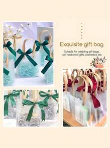 5/10pcs Reusable Frosted Clear Plastic Gift Bags With Brown Straw Handles Party Favor Bags For Birthday Wedding Valentine's Mother's Day Graduation Party Decorations - Clear - View 3