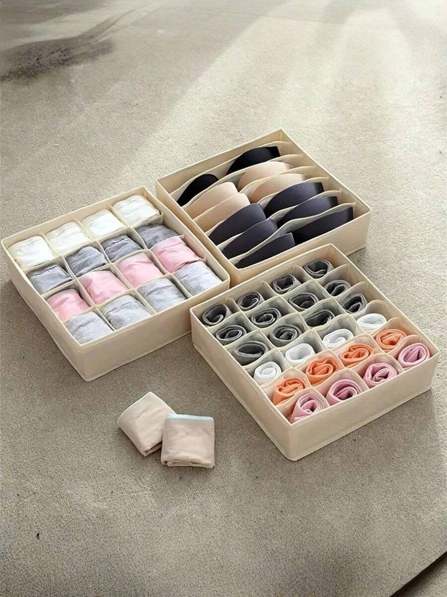 SHEIN 1 pezzo Scatola portaoggetti per biancheria intima lavabile, pieghevole, con 7/16/24 scomparti, organizer per reggiseni, calze, cassetti, organizzatore multifunzionale per la casa