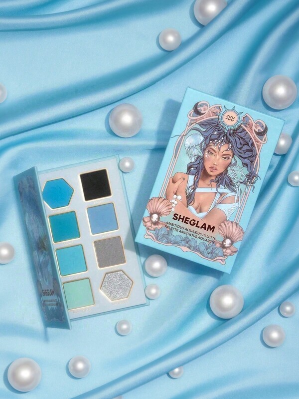 SHEGLAM Ambitious Aquarius Palette 8-Clolor Shimmer Metallic Matte Eyeshadow Palette Silver Blue High Shine High Pigment Long Wear Blendable Cream Eyeshadow Purple Eyeshadow Brand Beauty Makeup Face Paint Cosmetic For Women Girls Perfect For Fall Winter Ideal For Y2K Fancy Fashion Suitable For Birthday Christmas Present Party Ready Best Color