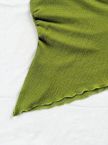 Soleia 女士夏季度假米色针织提花纹理单肩修身下摆开衩抽绳褶饰吊带背心，适合派对、约会、情人节、复活节、狂欢节、下午茶、海滩、游轮、城市度假 - 綠色 - 查看 6