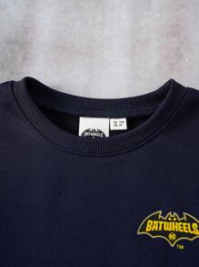 Batwheels X SHEIN Young Boy Casual Everyday Car Print Crew Neck Sweatshirt Boys Sweatshirts Graphic Hoodies For Boys Toddler Boy Sweatshirts Car Graphic Sweatshirt Boys Cartoon Sweatshirt - Navy Blue - View 6