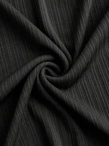 Maija Vestido de Tricô Preto Elegante e Versátil com Gola Alta, Manga Longa e Recortes, Ideal para Festas, Dia dos Namorados e Eventos - Preto - Visão 7