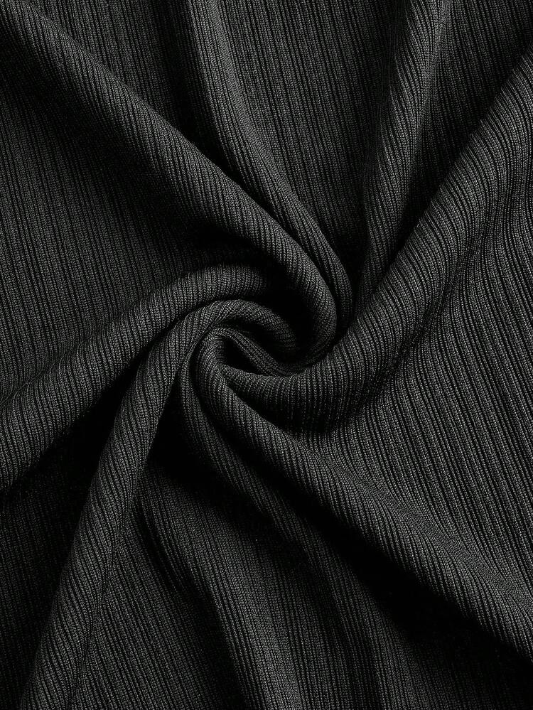 SHEIN Maija Women's Fashionable Versatile Hollow-Out High Neck Long Sleeve Pullover Black Party Knit Hollow Dress Valentines Day,Festival