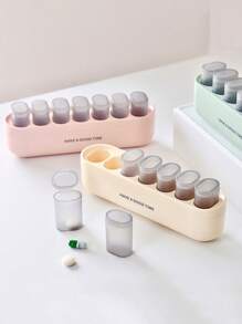 1/2 piezas Caja de medicina semanal de 7 días de plástico, separador de píldoras de gran capacidad con recordatorio, caja de empaque de medicamentos mini, caja de medicina portátil para viajes - Multicolor - Ver 1