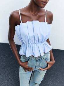 Maija 2025 优雅简约无袖短款上衣，适合毕业、返校、正式活动、商务休闲、户外穿着，可爱的衬衫