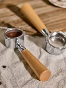 Cirelle 咖啡无底把手 51MM家用三耳实木手柄 咖啡机配件 改装木质咖啡手柄