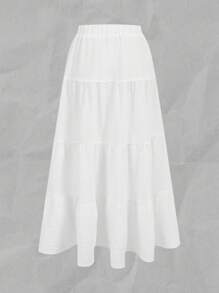 SHEIN EZwear 女士休闲度假多层蛋糕风格裙子，适合夏季