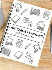 SHEIN 1 件 47 页成人语言学习计划本 - 词汇和语法整理器，包含每周/每月日志、语法检查表、思维导图、写作提示和颜色编码标签 - 全面的语言习得笔记本，用于有效的学习习惯和进度跟踪，语言学习工具 | 引人入胜的设计 | 优质纸质材料，语言学习笔记本