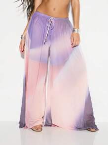 KIZN Quần Palazzo ống rộng cạp chun rút dây mặc đi biển mùa hè, đồ bơi mặc ở nhà, đồ mặc trong lễ hội, đồ đi biển, đồ bơi bên hồ bơi - Nhiều màu - Xem 1