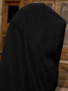 SHEIN LUNE 女式 V 领泡泡袖灯笼袖松紧腰 A 字连体短裤，采用竹纤维棉面料制成，休闲度假优雅装扮黑色棉质连体衣黑色夏季连体衣女式黑色连体衣休闲黑色连体衣棉质连体衣黑色棉质连衣裙休闲黑色连衣裙夏季连衣裙女式黑色度假连衣裙棉质服装女式 - 黑色 - 查看 9