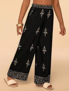 Travachic KIDS 夏季女童花卉印花休闲黑色裤子 - 黑色 - 查看 4