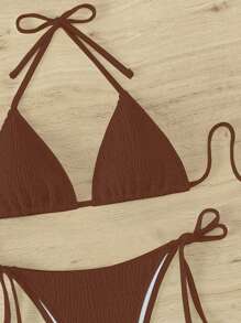 Swim Mod Conjunto de traje de baño para mujer, estampado aleatorio, con derechos de autor adquiridos - Café integral - Ver 3
