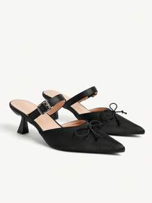 CUCCOO CHICEST Damen elegante spitze High Heels mit Schleifenakzent, vielseitige klassische Büropumps für Date, Nachmittagstee, Party, Schwarz - Schwarz - Übersicht 1