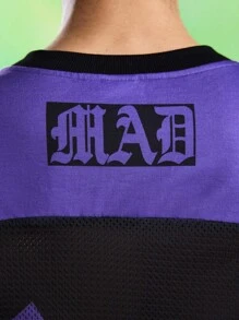 MADBALLS X SHEIN 男士卡通字母印花V领短袖T恤 - 黑色 - 查看 3