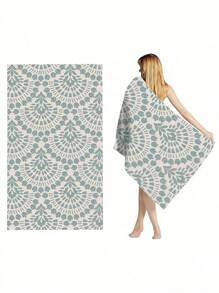 SHEIN 1Pc Extra Large Beach Towel, Oversized, Lightweight, Super Absorbent, Beach Blanket, Super Fine Fiber Beach Towel, Essential For Summer, Windproof, Sun Protection, Beach, Parties, Drying Travel, Camping, Beach Accessories, Holiday Gift Beach Essentials - Dark Green - View 8