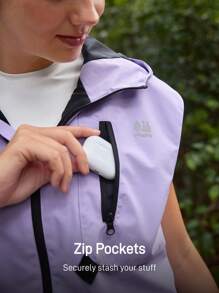 In My Nature Veste sans manches extérieure court à capuche pour femmes - Prune - Voir 8