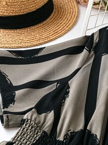 EMERY ROSE 大码波尔卡圆点印花V领收腰连衣裙长款女装