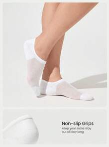 GLOWMODE 3双装 Soft Step 防滑网眼鞋底徽标棉混纺袜子日常休闲度假工作服