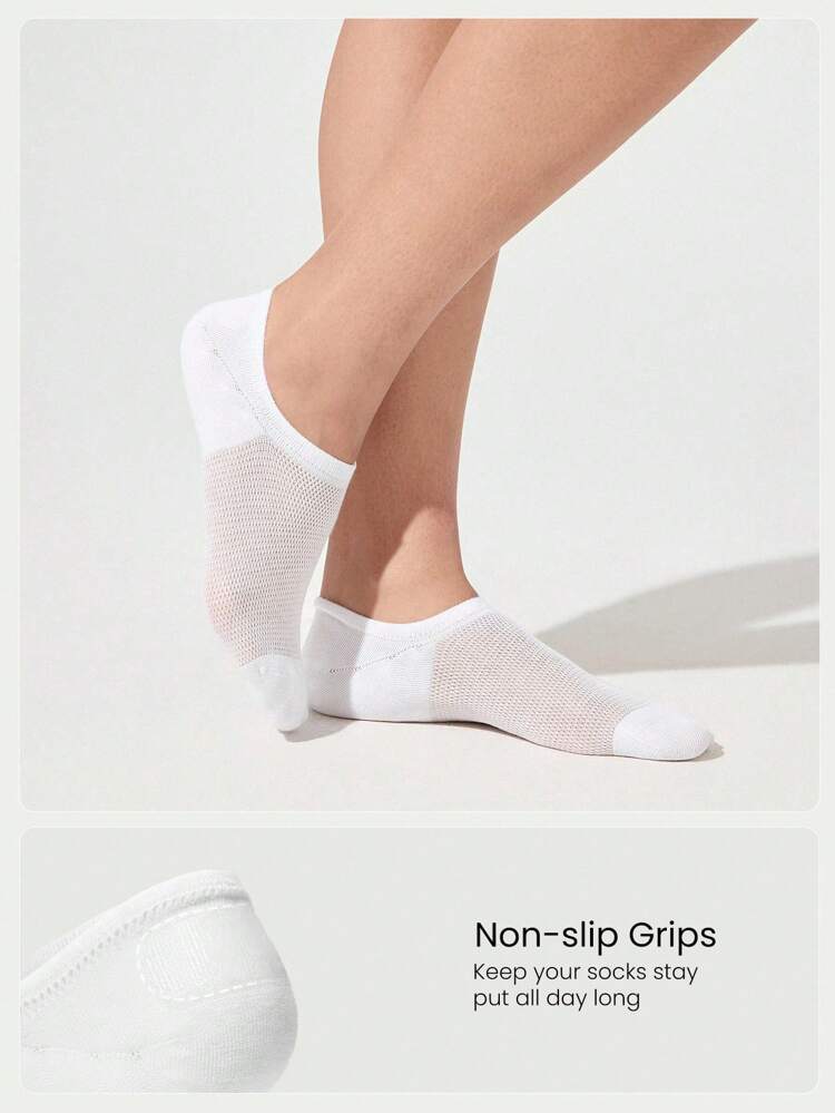3 pares de calcetines de algodón de malla con logotipo, de suela antideslizante y suave, para uso diario, casual, vacaciones y trabajo