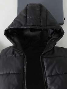 Abrigo acolchado sin mangas acolchado para niños adolescentes, invierno - Negro - Ver 3