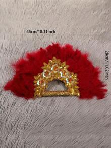 SHEIN 1 Afro-Style Feather Fan, An Elegant Bridal Look For Costumes, Dance Performances, Tea Parties And Wedding Decorations