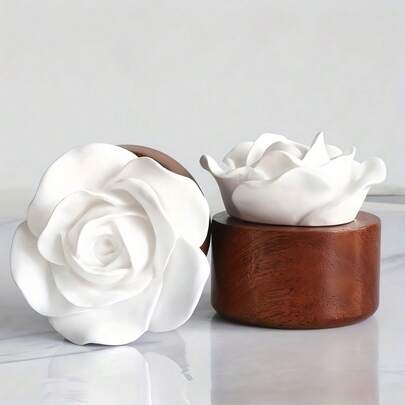 SHEIN 1 件精油扩散器套装，室内香薰精油石创意家居香薰木基石膏玫瑰汽车香薰石摆件家居/汽车香薰装饰，无焰免电池，适用于卧室和客厅