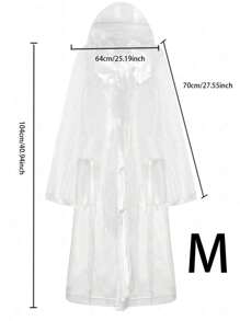 SHEIN 1 件透明连帽雨衣，适合学校、办公室、家居、旅行、返校用品