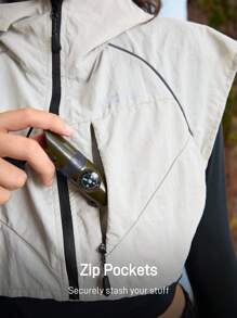 In My Nature Veste sans manches à capuche zippée décontractée et polyvalente pour femmes