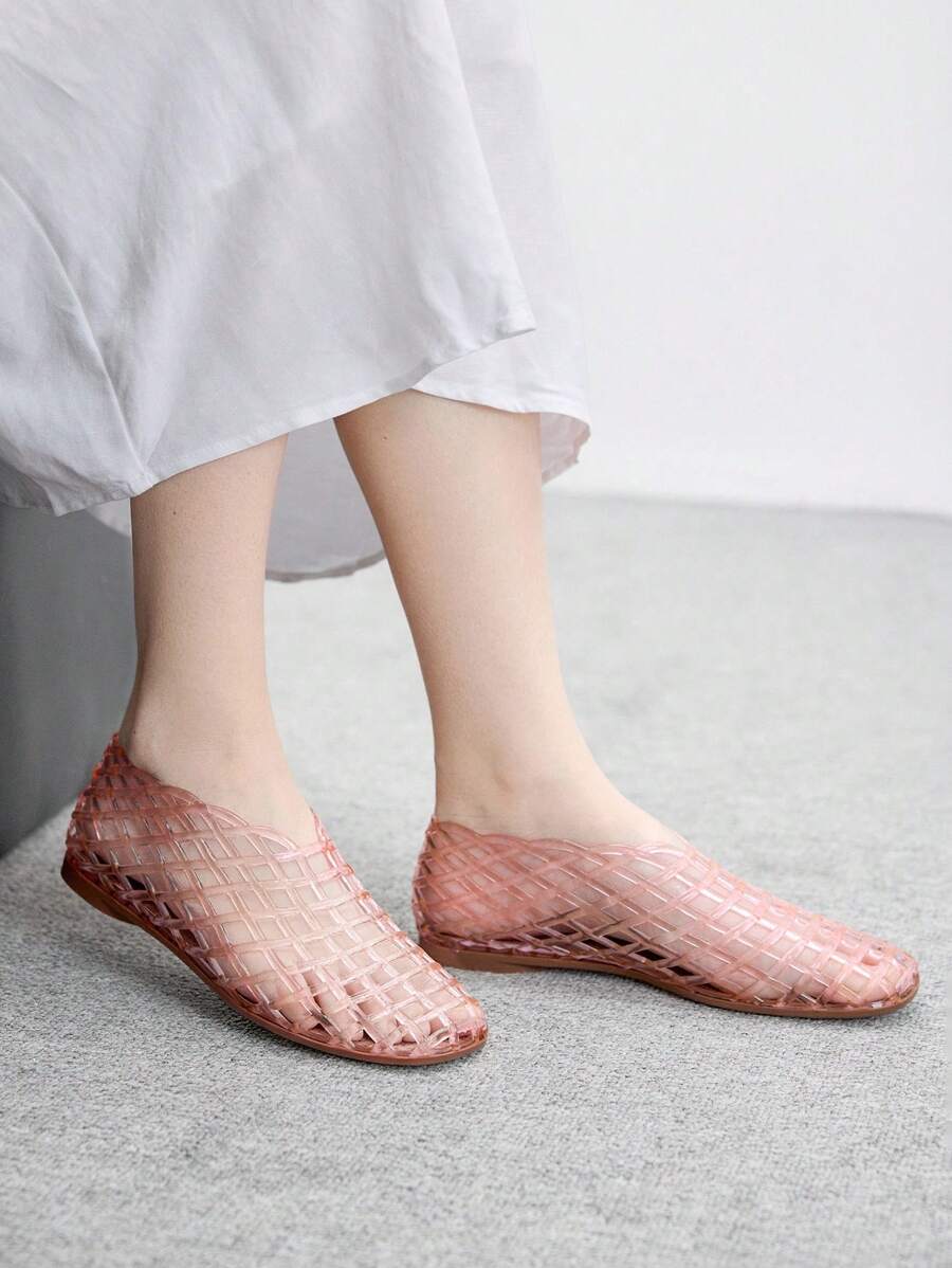 CUCCOO BIZCHIC 女士圆头水晶平底凉鞋，时尚海滩度假平底鞋