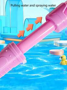 Zazumi 1Pc 32cm Long Multi Nozzle Water Gun With Pull Out Sprayer Super Soaker Water Cannon Summer Fun Water Jet Toy For Outdoor Pool Beach Party Game Multi Color Splash Battle Toy Water Blaster
