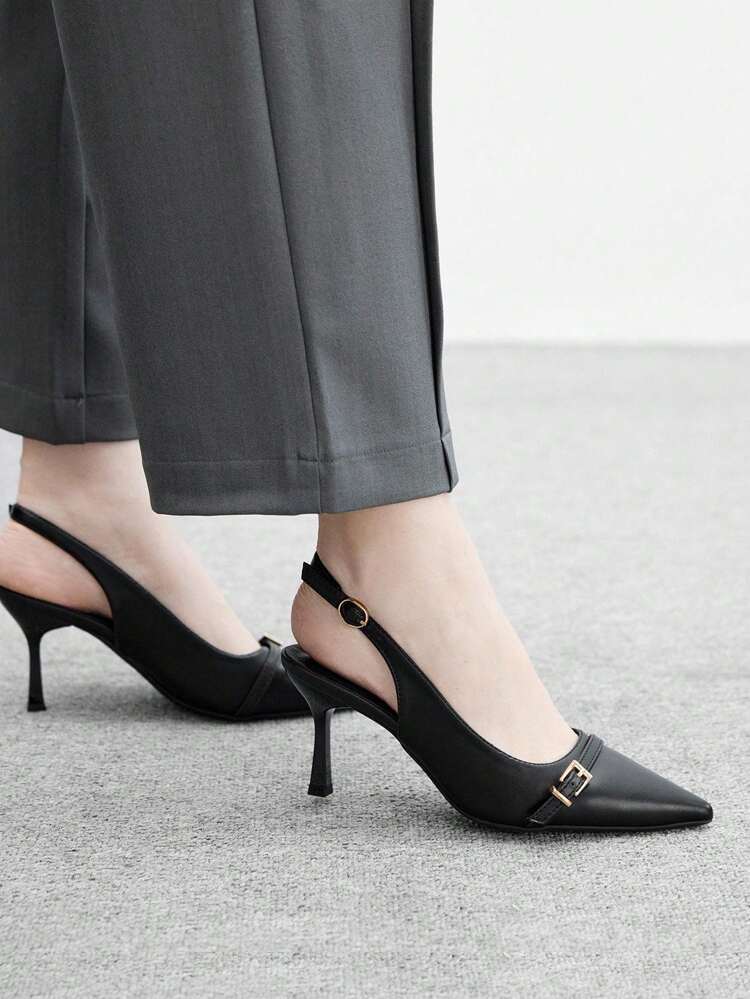 CUCCOO BIZCHIC Damen Spitzschuh High Heel Pumps, schwarze sexy Stilettos für formelle Partykleider