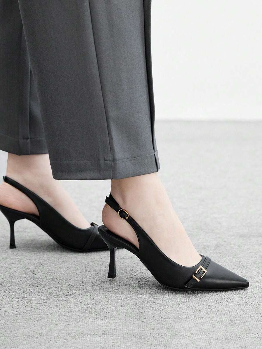 CUCCOO BIZCHIC 女士尖头高跟鞋，黑色性感细高跟正式派对礼服鞋 - 黑色 - 查看 1