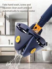 1pc Triangle Spin Mop With Hands-Free Wringing, Rotary Mop For Ceiling, Wall, Cabinet Cleaning, Multi-Function Heavy Duty Handle - Blue - View 13