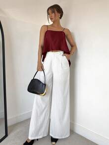 Siren Gaze 女士纯色露背系带设计不对称下摆吊带背心 - 酒紅色 - 查看 3