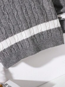 Boys' Contrast Stripe Crew Neck Sweater, Autumn/Winter Knitted Pullover Boys Sweater Kids Sweater Boys Knit Sweater Toddler Boy Sweater Kids Winter Sweater Tween Boys Sweater Tween Boys Fall Outfits Tween Boys Winter Clothes Kids Fall Clothes - Multicolor - View 5