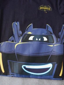 Batwheels X SHEIN 男童休闲汽车印花圆领短袖T恤，夏季