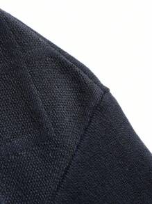 Manfinity Homme Men's Knit Short Sleeve Button Half-Placket Summer T-Shirt Top - Navy Blue - View 4